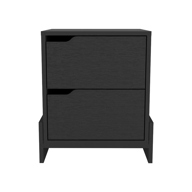 Simplie Fun Nightstand Brookland, Bedside Table With Double Drawers And Sturdy Base, Wengue Finish