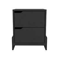 Simplie Fun Nightstand Brookland, Bedside Table With Double Drawers And Sturdy Base, Wengue Finish