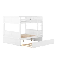 Streamdale Full Over Full Bunk Bed With Twin Size Trundle, Walnut