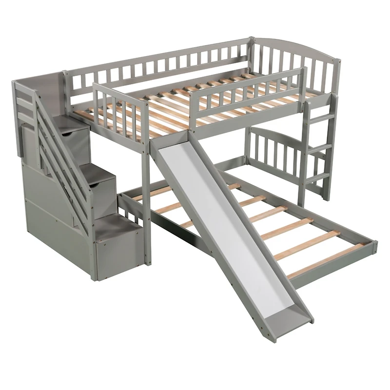 Streamdale Stairway Twin Over Twin Bunk Bed With Two Drawers And Slide