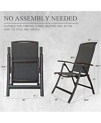 Simplie Fun Outdoor Reclining Patio Chairs, Set of 2
