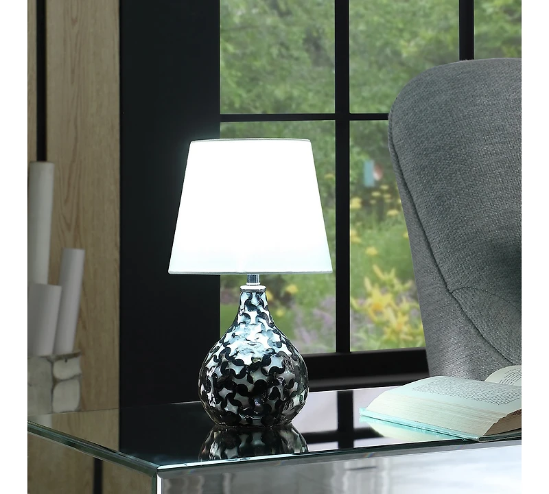 Streamdale 11.5" In Modern Black Seashell Swirl Pattern Mini Polyresin Table Lamp