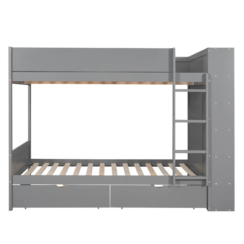 Streamdale Full Over Bunk Bed With 2 Drawers And Multilayer Cabinet