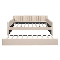 Simplie Fun Full Upholstered Daybed With Trundle And Wood Slat Support