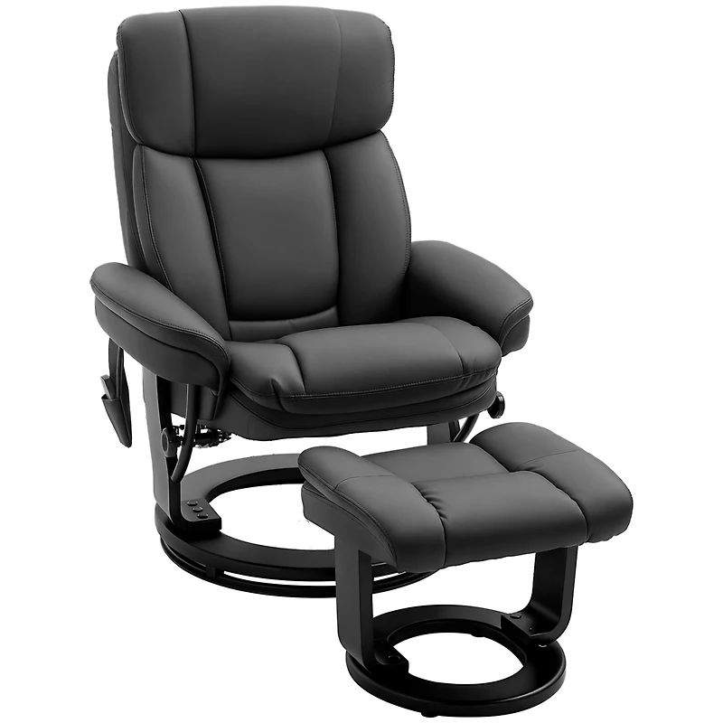 Homcom Massage Sofa Recliner Chair w/ Footrest 10 Vibration Points Faux Leather, Black