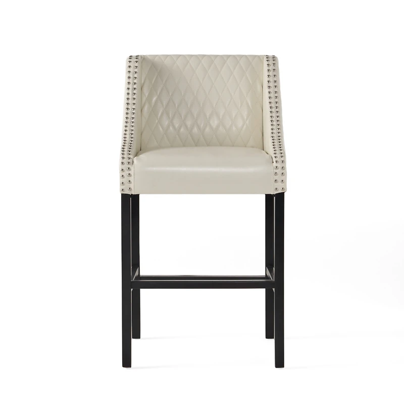 Streamdale Filton Ivory Quilted Stools Transitional Elegance and Comfort