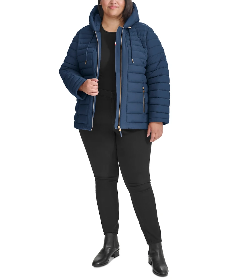 Tommy Hilfiger Plus Hooded Packable Puffer Coat, Created for Macy's