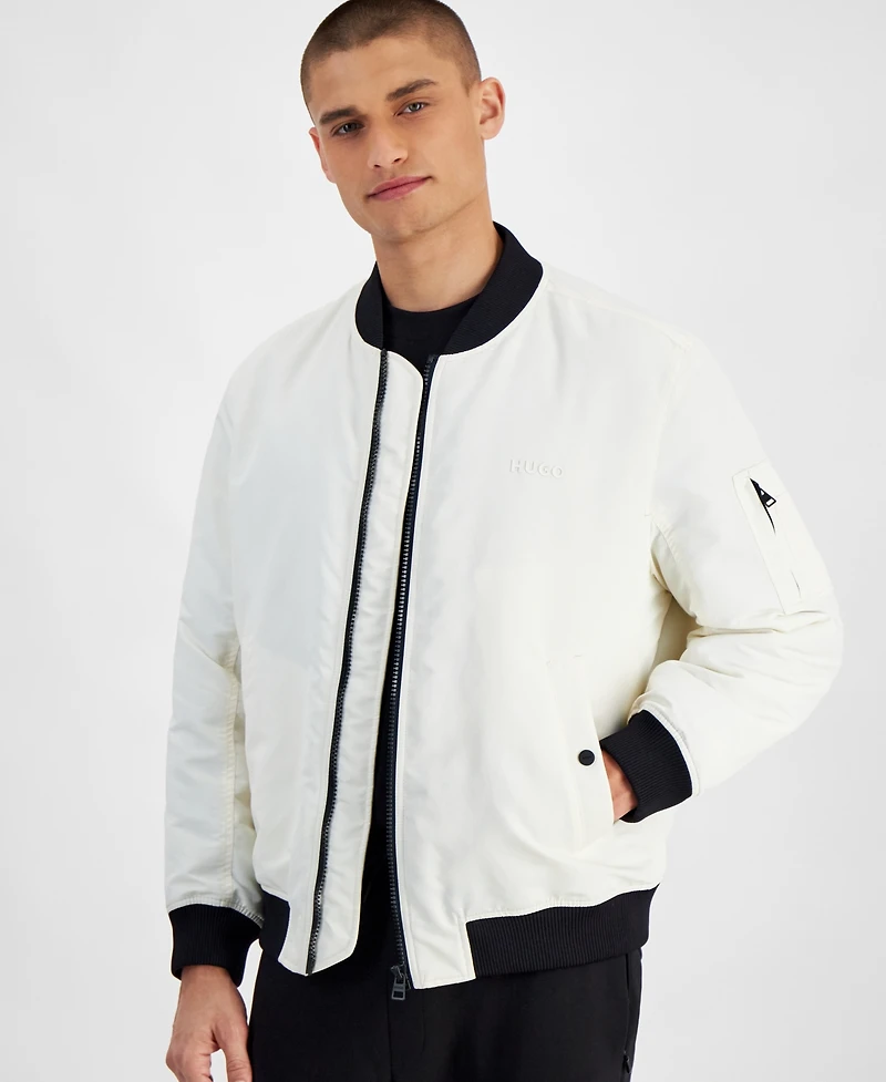 Hugo by Boss Men's Baken2435 Slim-Fit Satin Bomber Jacket