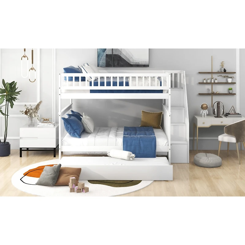 Streamdale Full Over Bunk Bed With Trundle And Staircase