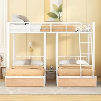 Streamdale Metal Triple Bunk Bed with Drawers and Rails