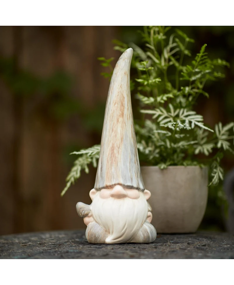 Slickblue Modern Terra Cotta Gnome Figurine With Marble Finish - 14.5 Inches (Set of 2)