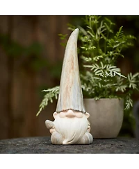 Slickblue Modern Terra Cotta Gnome Figurine With Marble Finish - 14.5 Inches (Set of 2)