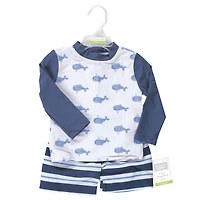 Hudson Baby Boys Swim Rashguard Set, Space, 12-18 Months
