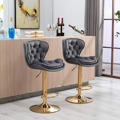 Streamdale Chrome Swivel Bar Stools with Adjustable Lift