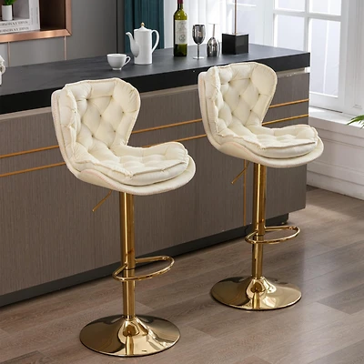 Streamdale Chrome Swivel Bar Stools with Adjustable Lift