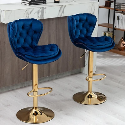 Streamdale Chrome Swivel Bar Stools with Adjustable Lift