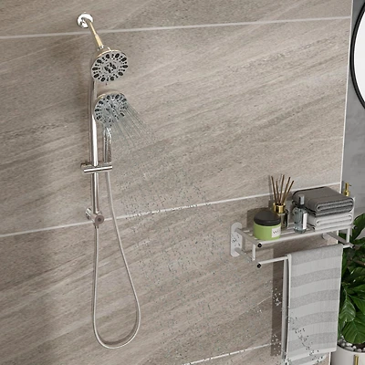 Multi Function Dual Shower Head - Shower System With 4.7 Rain Showerhead, 7-Function