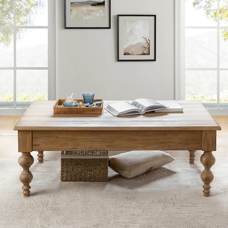 Hulala Home Gaston Farmhouse Lift Top 4 Legs Coffee Table with Storage