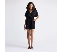 Reistor Women's V neck Drawstring Romper