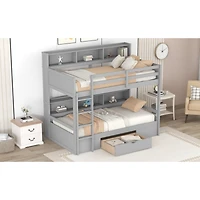 Streamdale Twin Bunk Bed with Shelves and Drawer