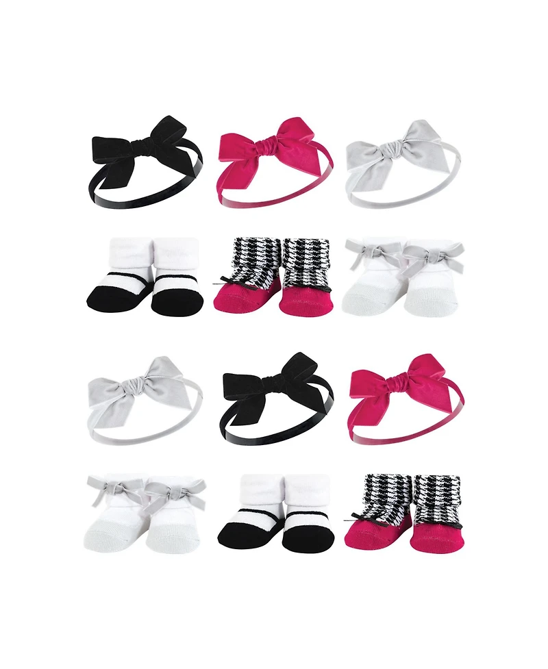 Hudson Baby Girls 12Pc Headband and Socks Giftset