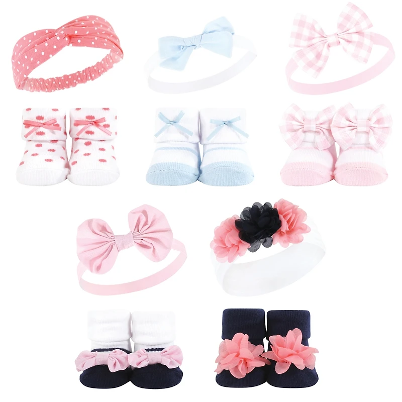 Hudson Baby Infant Girl 20Pc Headband and Socks Giftset