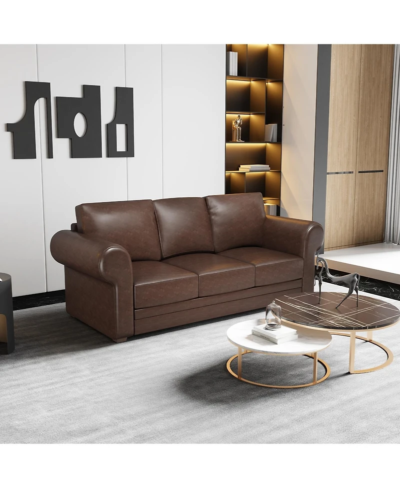 Sugift 94" Faux Leather Sofa