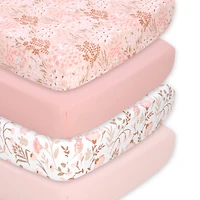 The Peanutshell Whimsical Floral Microfiber 4 Pack Crib Sheets