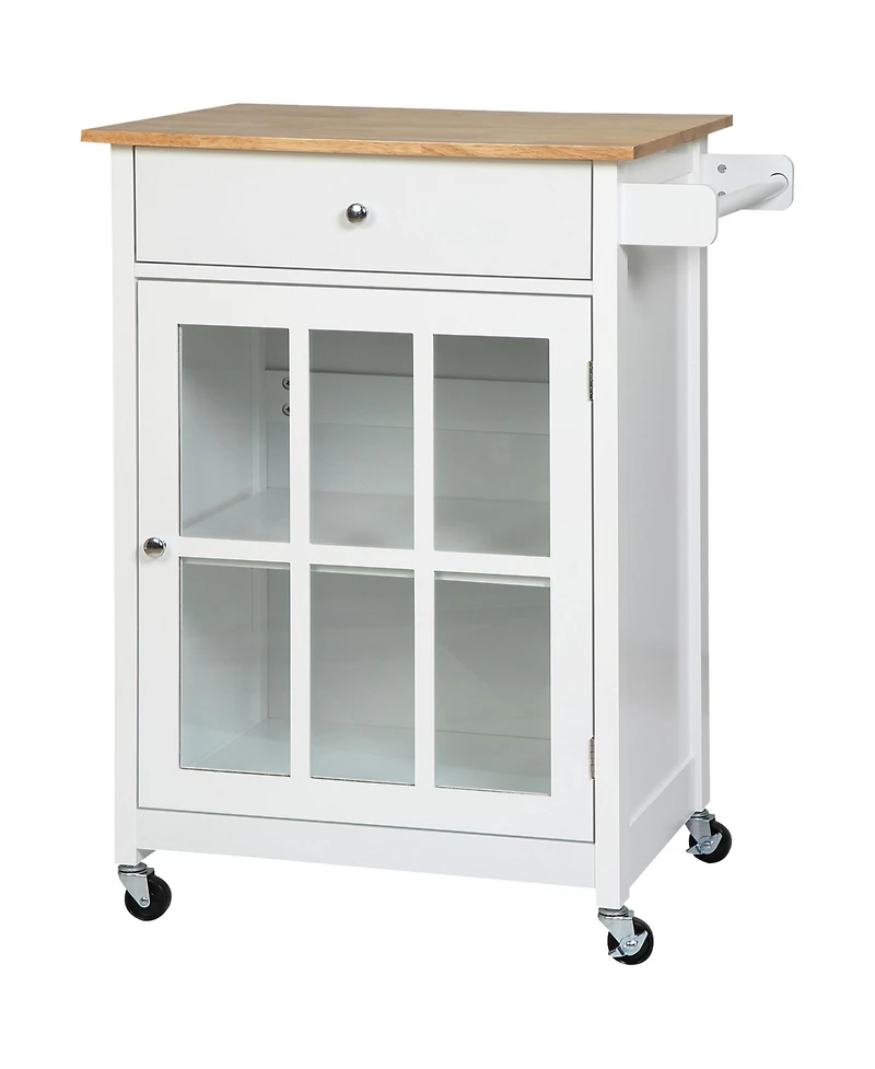 Homcom 27" Rolling Kitchen Island Cart Storage Cabinet Trolley Towel Rack w/ Drawer