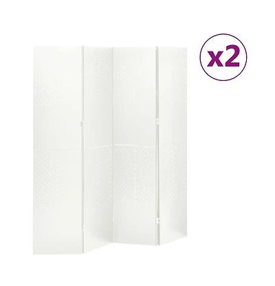 vidaXL 4-Panel Room Dividers 2 pcs White 63"x70.9" Steel