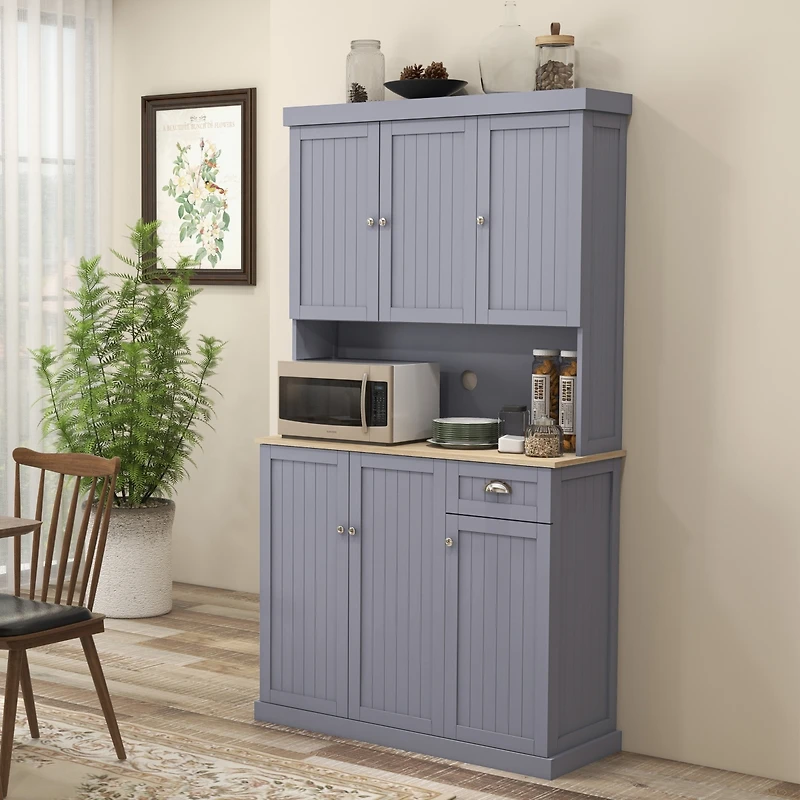 Homcom 71" Buffet with Hutch, Farmhouse Kitchen Pantry Storage Cabinet
