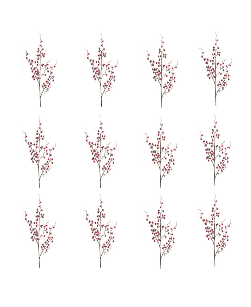 Slickblue Set of 12 Iced Berry Twig Sprays for Seasonal Decor