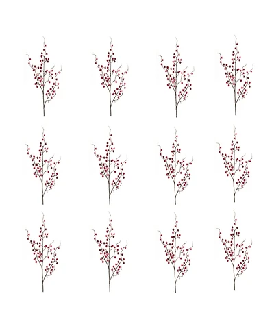 Slickblue Set of 12 Iced Berry Twig Sprays for Seasonal Decor