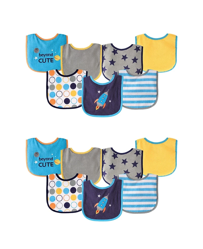 Luvable Friends Boys Seven-Count Absorbent Terry and Waterproof Peva Bib Set