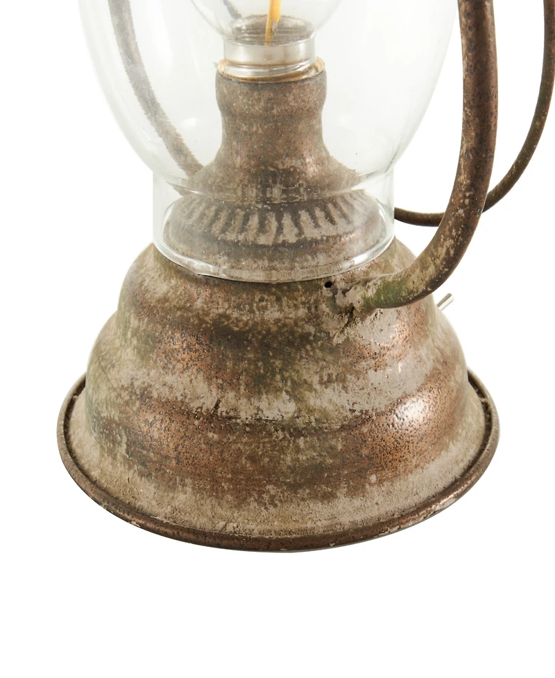 Rosemary Lane 17" Metal Distressed Antique Style Lantern Accent Lamp