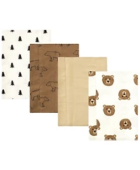 Hudson Baby Unisex Gentle 4-Pack Cotton-Poly Flannel Burp Cloths
