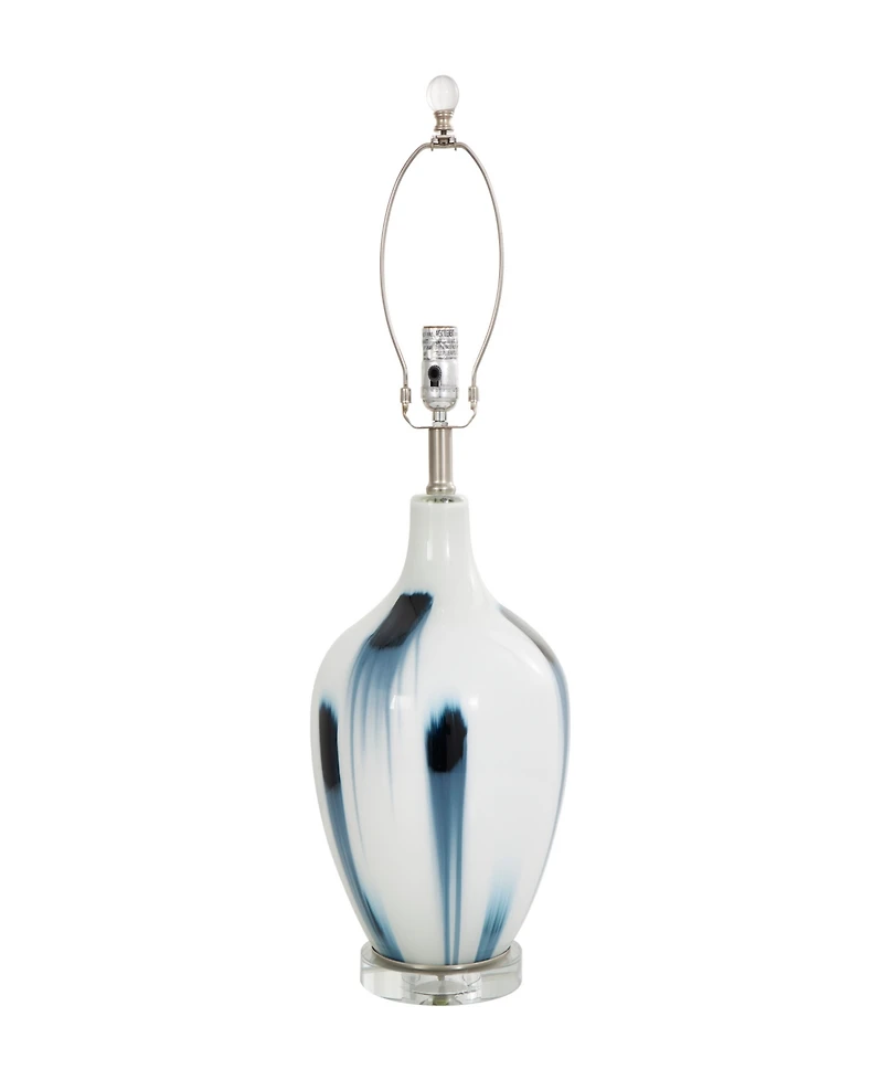 Rosemary Lane 27" Glass Abstract Accent Lamp with Blue Drip Splatter Design