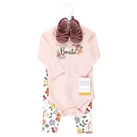 Hudson Baby Girls Long Sleeve Bodysuit, Pants and Shoe