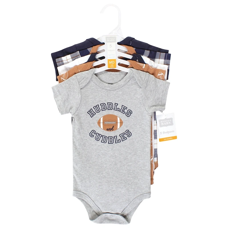 Hudson Baby Boys Multipack of 5 Comfortable Cotton Bodysuits