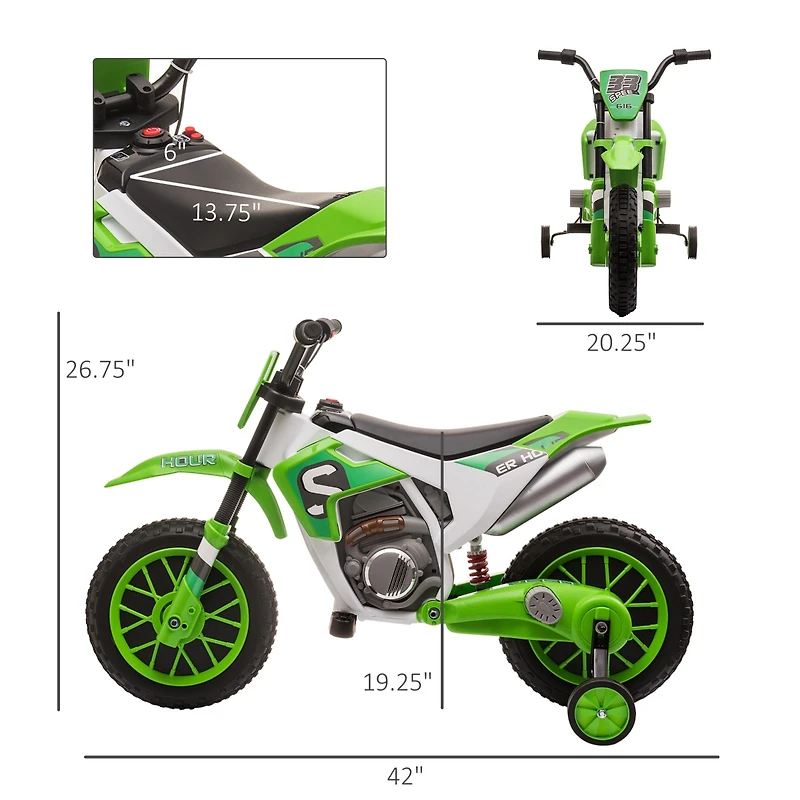 Aosom 12V Kids Motorcycle Off Road Electric Motor Bike,