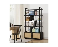 gaomon Split-level rattan bookshelf