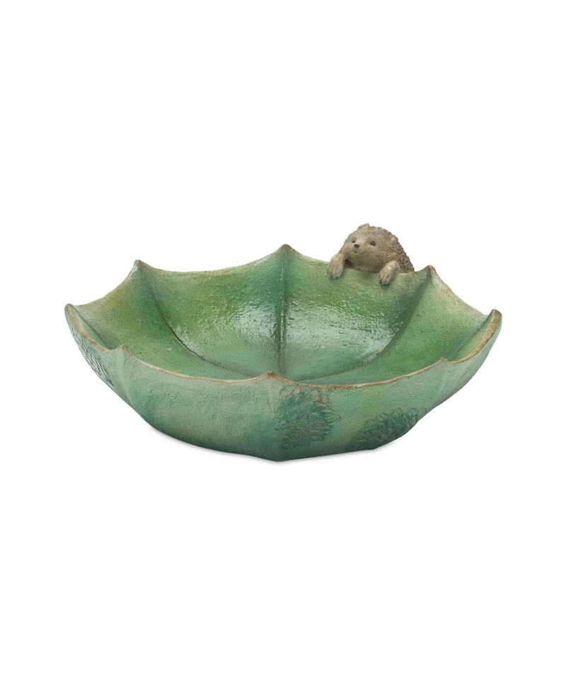 Slickblue Garden Leaf Bird Bath With Hedgehog Accent (Set of 2)
