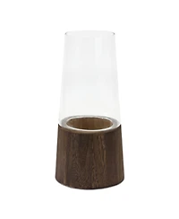 Slickblue Tapered Glass Vase With Wood Accent (Set of 2)