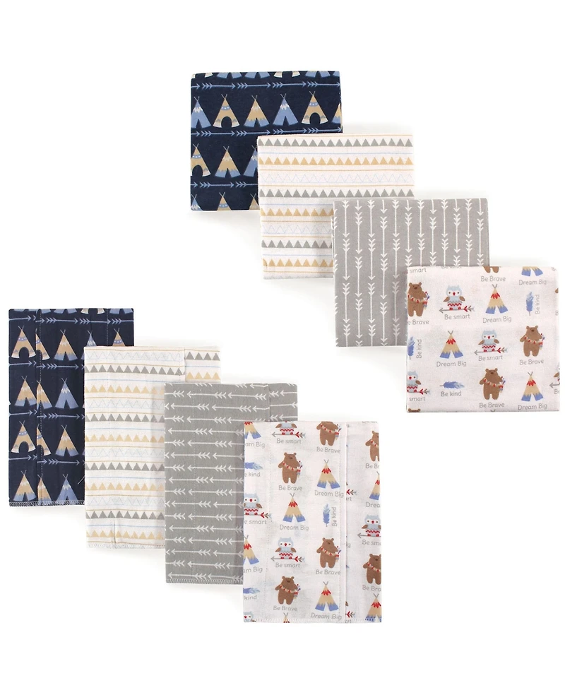 Luvable Friends Boys Comfortable Cotton Flannel 8-Piece Collection Receiving Blankets & Burp Cloths