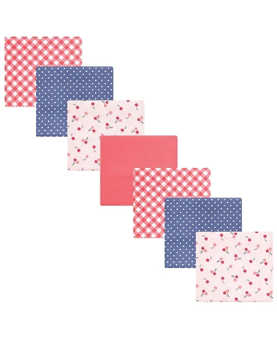 Hudson Baby Infant Girl Cotton Poly Flannel Receiving Blankets Bundle, Cherry Sweet, One