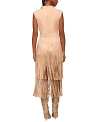 Avec Les Filles Women's Tiered-Fringe Sleeveless Dress