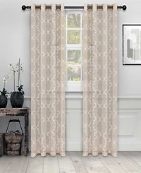 Superior Quatrefoil Modern Geometric Window Curtain Panel Set with Grommet Header, 52 X 108