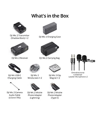 Dji Mic 2 Digital Wireless Microphone System with Two Condenser Lavalier Mics