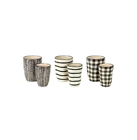 Textured Ceramic Planter and Vase Set – Wavy Pattern, Set of 6 for Stylish Plant Display