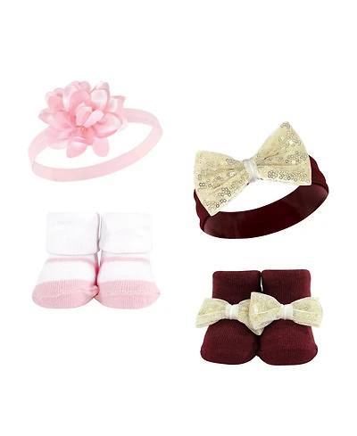 Hudson Baby Girls 4Pc Socks/Headband Giftset